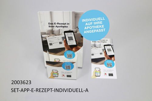 Aufsteller + Werbe-Flyer für App - E-Rezept, kundenindividuell